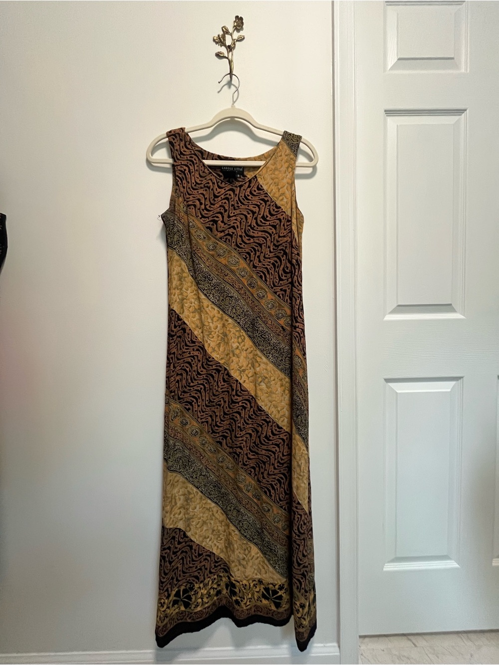 Vintage Carole Little Multi-print Sleeveless Maxi Dress